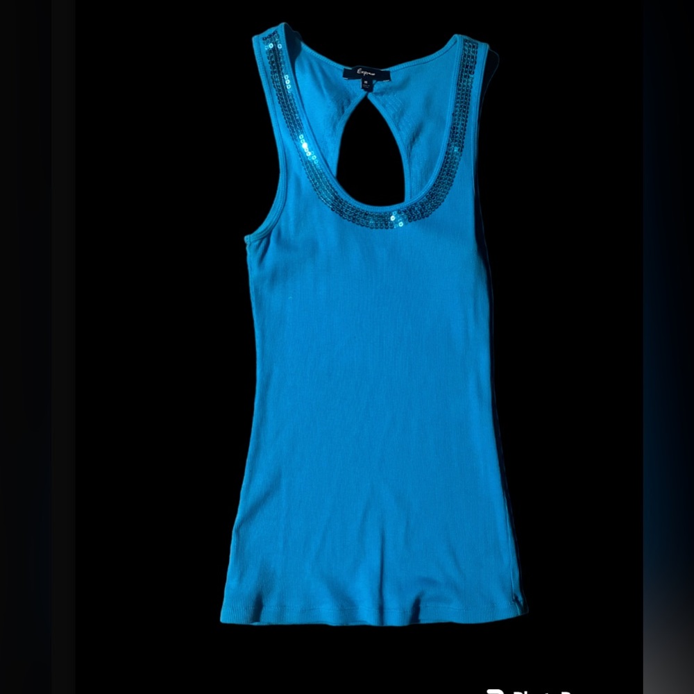 Express Turquoise Sequin Tank Top